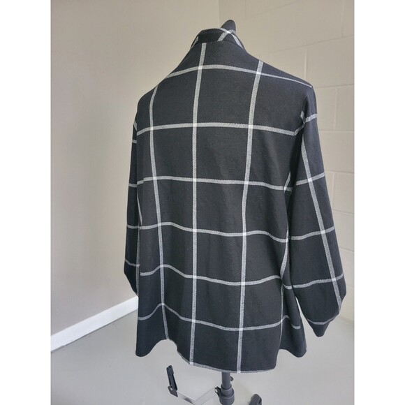 Poppi + Blue Bird Womens Open Cardigan Sweater Long Sleeve Black Plaid Size 3X - Picture 3 of 6